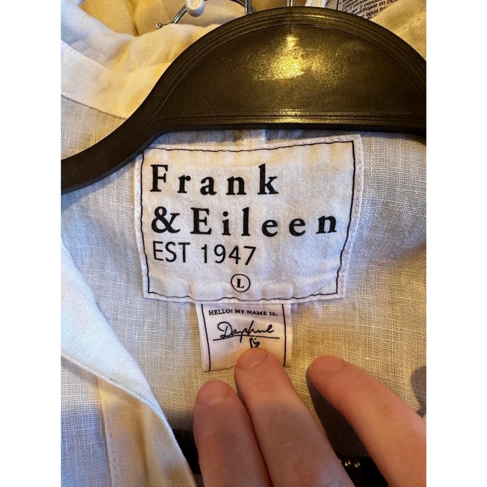 Frank & Eileen Daphne White Washed 100% Linen Sleeveless Drop Waist Midi Dress - Picture 8 of 8